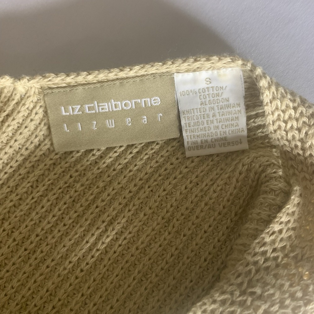 Vintage Liz Claiborne Lizwear Tan Ribbed Knit Midi Dress Minimalism 90s Cotton S - Picture 11 of 12